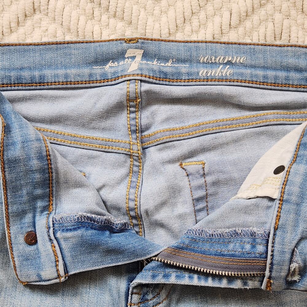 7 For All Mankind Roxanne Ankle Denim Jeans Size 29 Mid-Rise Light Wash Skinny - Picture 4 of 9
